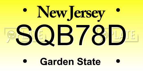SQB78D New Jersey License Plate