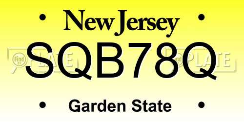 SQB78Q New Jersey License Plate