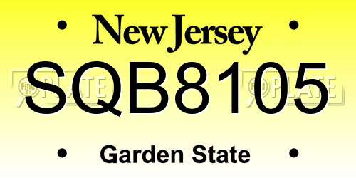 SQB8105 New Jersey License Plate