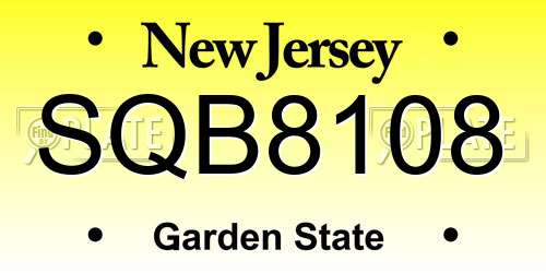 SQB8108 New Jersey License Plate