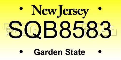 SQB8583 New Jersey License Plate