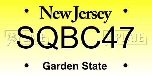 SQBC47 New Jersey License Plate