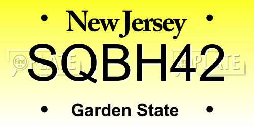SQBH42 New Jersey License Plate