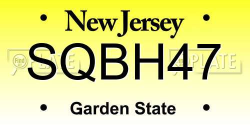 SQBH47 New Jersey License Plate