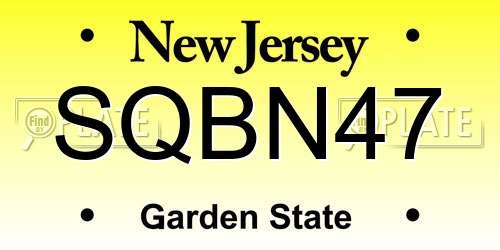 SQBN47 New Jersey License Plate