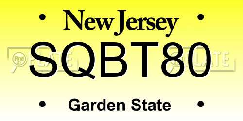 SQBT80 New Jersey License Plate