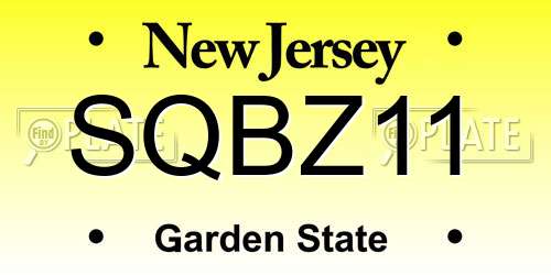 SQBZ11 New Jersey License Plate