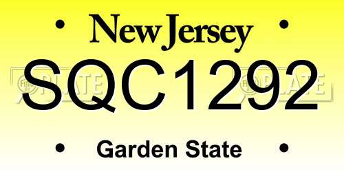 SQC1292 New Jersey License Plate