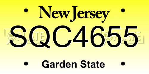 SQC4655 New Jersey License Plate