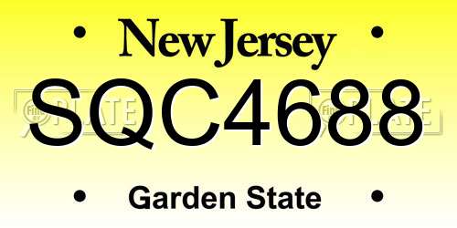 SQC4688 New Jersey License Plate