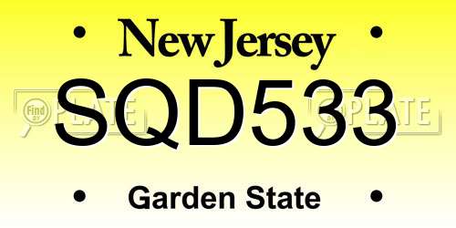 SQD533 New Jersey License Plate