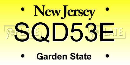 SQD53E New Jersey License Plate