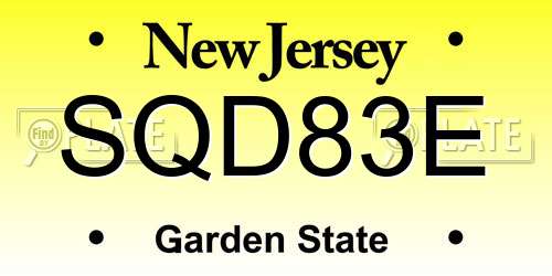 SQD83E New Jersey License Plate