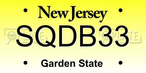 SQDB33 New Jersey License Plate