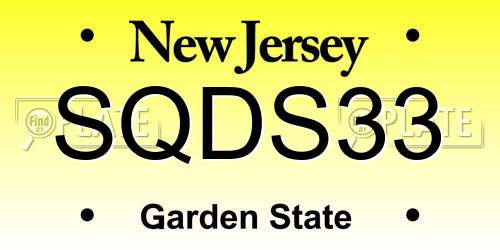 SQDS33 New Jersey License Plate
