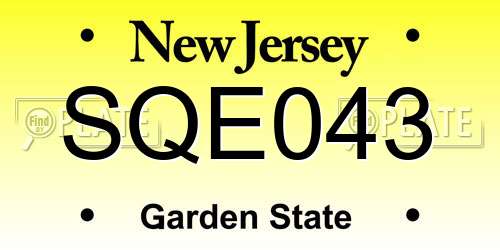 SQE043 New Jersey License Plate