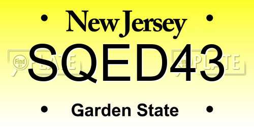 SQED43 New Jersey License Plate