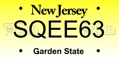 SQEE63 New Jersey License Plate