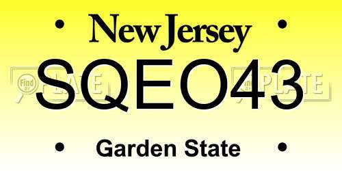SQEO43 New Jersey License Plate