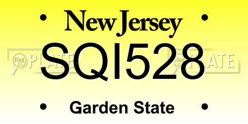 SQI528 New Jersey License Plate
