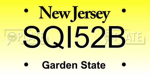 SQI52B New Jersey License Plate