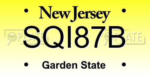 SQI87B New Jersey License Plate