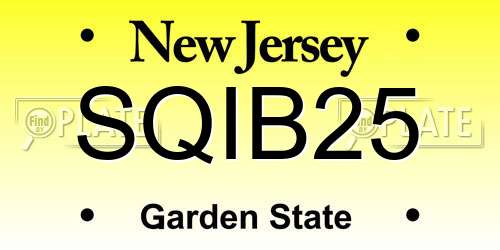 SQIB25 New Jersey License Plate