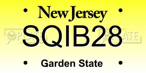 SQIB28 New Jersey License Plate