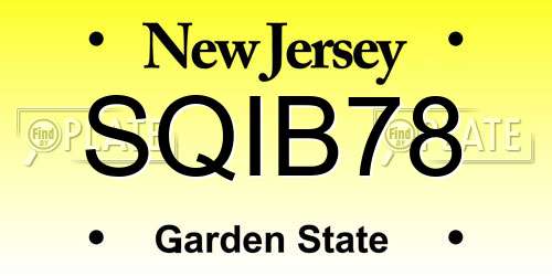 SQIB78 New Jersey License Plate