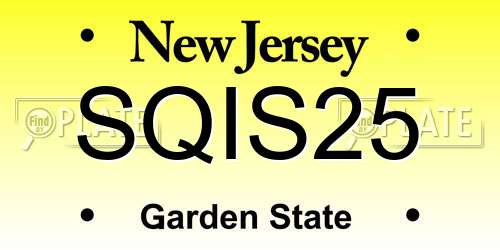 SQIS25 New Jersey License Plate