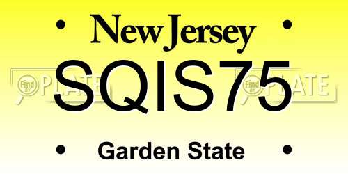 SQIS75 New Jersey License Plate