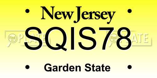 SQIS78 New Jersey License Plate