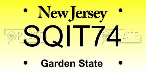 SQIT74 New Jersey License Plate