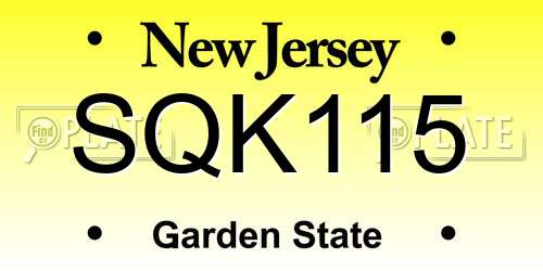 SQK115 New Jersey License Plate