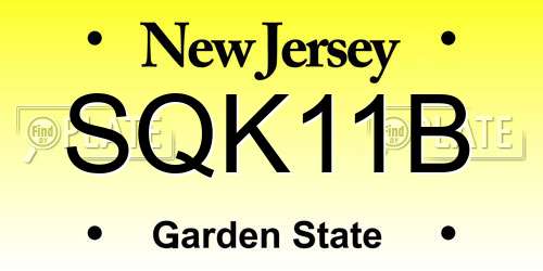 SQK11B New Jersey License Plate