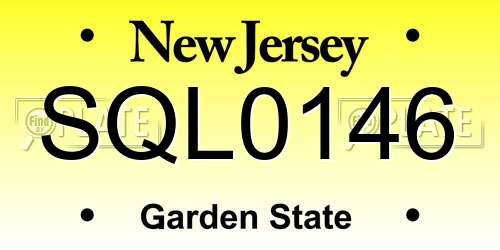SQL0146 New Jersey License Plate