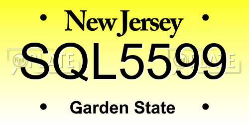 SQL5599 New Jersey License Plate