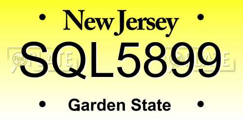 SQL5899 New Jersey License Plate