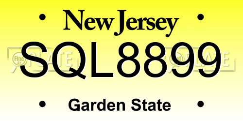 SQL8899 New Jersey License Plate