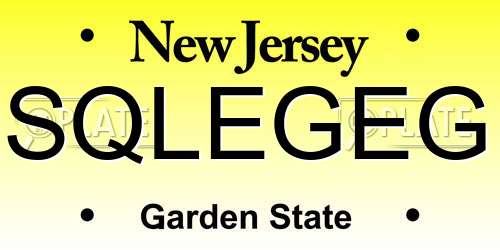 SQLEGEG New Jersey License Plate