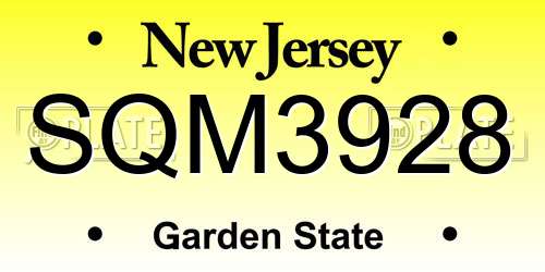 SQM3928 New Jersey License Plate