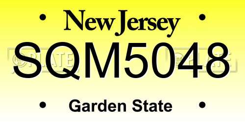 SQM5048 New Jersey License Plate