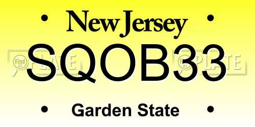 SQOB33 New Jersey License Plate