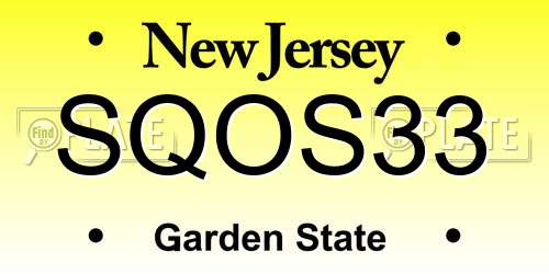 SQOS33 New Jersey License Plate