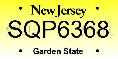 SQP6368 New Jersey License Plate