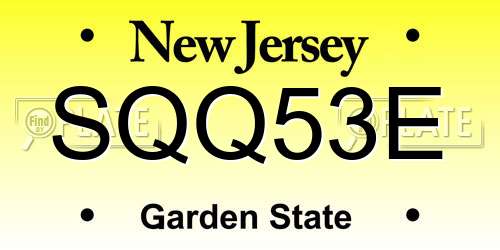 SQQ53E New Jersey License Plate