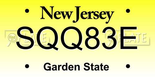 SQQ83E New Jersey License Plate