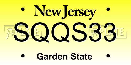 SQQS33 New Jersey License Plate