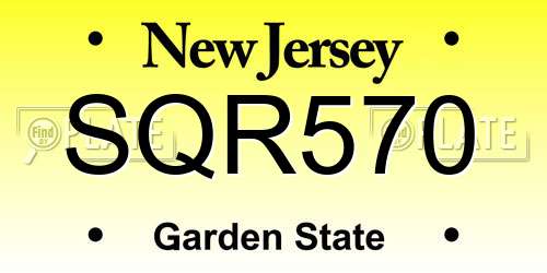 SQR570 New Jersey License Plate