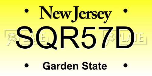 SQR57D New Jersey License Plate